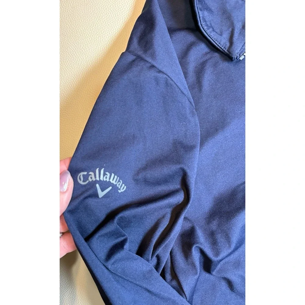 Callaway Men's XXL Navy Blue 1/4 Zip Long Sleeve Athletic Shirt pullover EUC.